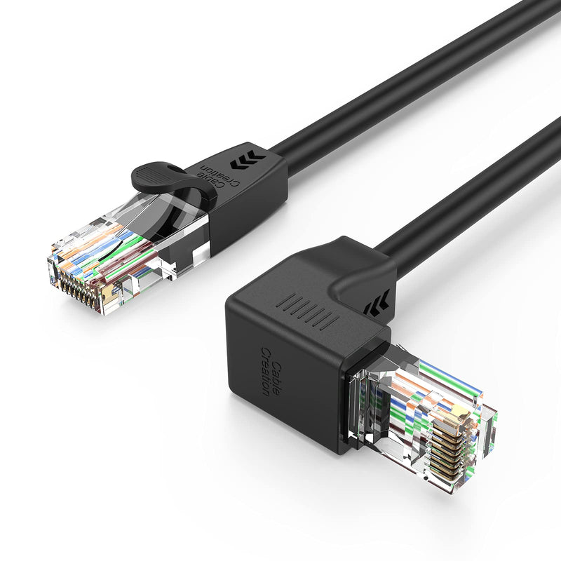 CableCreation CAT6 Ethernet Patch Cable RJ45 LAN Cable Gigabit Network Cord 90 Degree Upward Angled,Bandwidth up to 250MHz 1Gbps for PC, Router, Modem, Printer, Xbox, PS4, PS3-6 Feet,Black 6 Feet