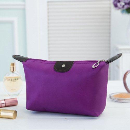 AKOAK Multi-functional Waterproof Nylon Cosmetic Bag Storage Makeup Bag Casual Purse Cosmetic Case Portable Travel Bags Wash Gargle Bag Dumplings Bag (Purple)