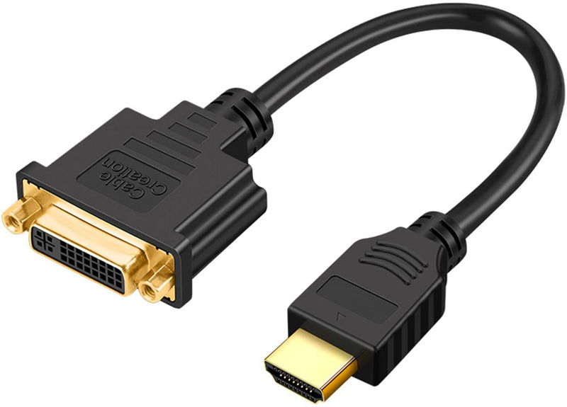 HDMI to DVI Short Cable 0.5ft, CableCreation Bi-Directional DVI-I (24+5) Female to HDMI 4K Male Adapter, 1080P DVI to HDMI Conveter, Compatible with PC,TV, TV Box, PS5, Blue-ray, Xbox,Switch 1Pack