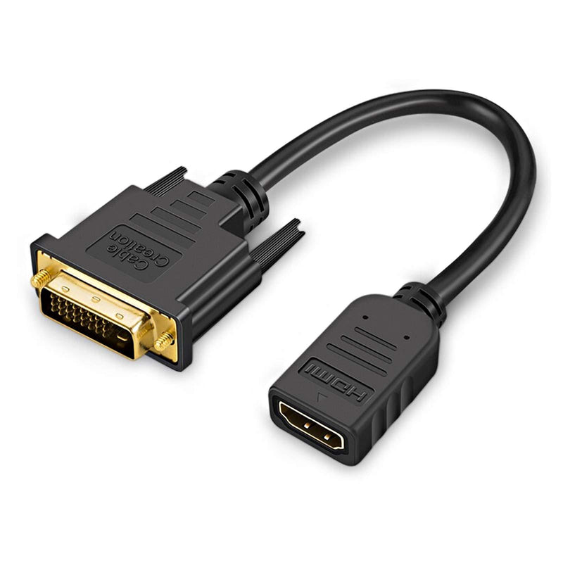 HDMI to DVI Extension Cable 0.5ft Short , CableCreation Bi-Directional 4K HDMI Female to DVI-I(24+1) Male Adapter, 1080P DVI-D to HDMI Conveter, for PC,TV Box, PS5, Blue-ray, Xbox,Switch Male to Female-1PACK