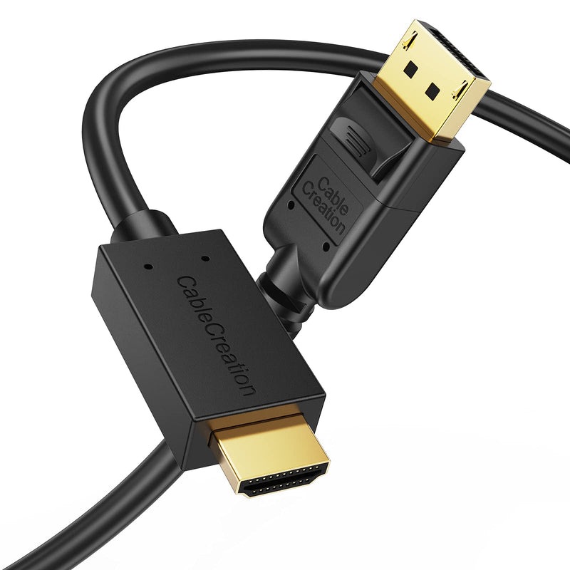CableCreation DisplayPort to HDMI Cable 3 Feet, Gold Plated DP to HDMI Cable, 4K & 3D Audio/Video Converter, 0.915M / Black 3 Feet[1-PACK] Active