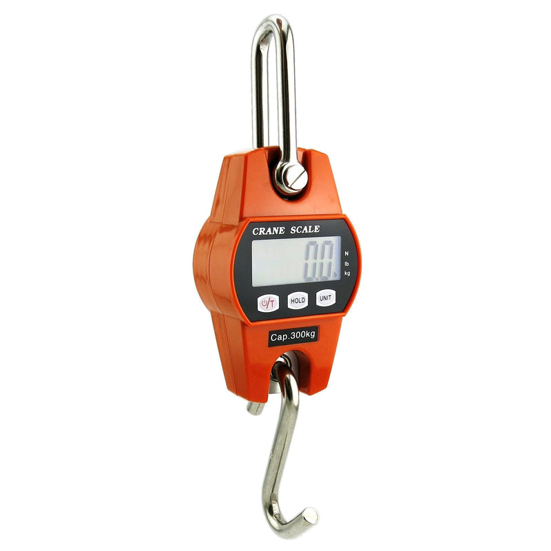 Outmate Digital Crane Scale 300kg/660lbs 200kg/440lbs with LED Handheld Mini Hanging Scale for Garage Farm Hunting Fishing Etc(300kg/Plastic Shell/Orange) 300kg/Plastic Shell/Orange