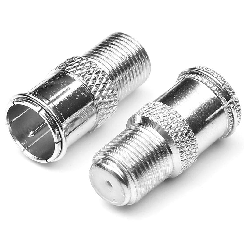 CESS F-Jack to F-Quick Push On Plug - F Type Male to F Type Female TV Adapter (2 Pack)