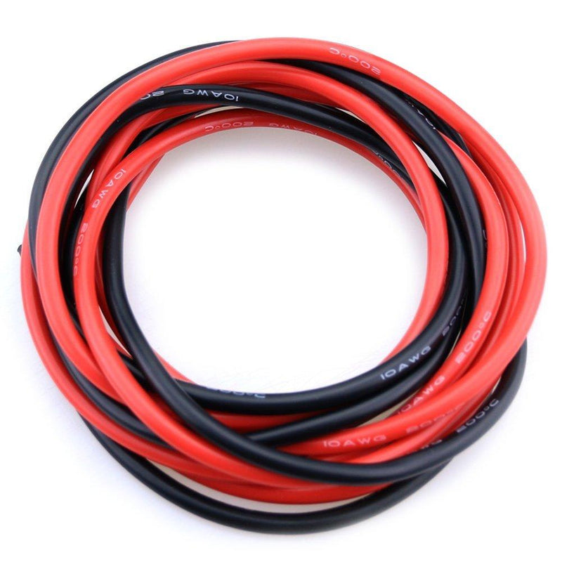 Glarks 10 Gauge (AWG) Silicone Wire 12Feet (6ft Black / 6ft Red) Super Soft Flexible Silicone Wire