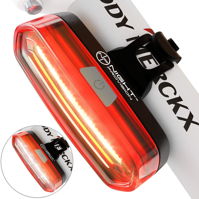 NP NIGHT PROVISION DUO-120 Red/White Strobe Back Rear Bike Light USB Rechargeable COB LED Lights PSR-120 Police Patrol Red/Blue Strobe Safety Warning Firefighter Police DUO-120: RED & WHITE LED (RED CASE)