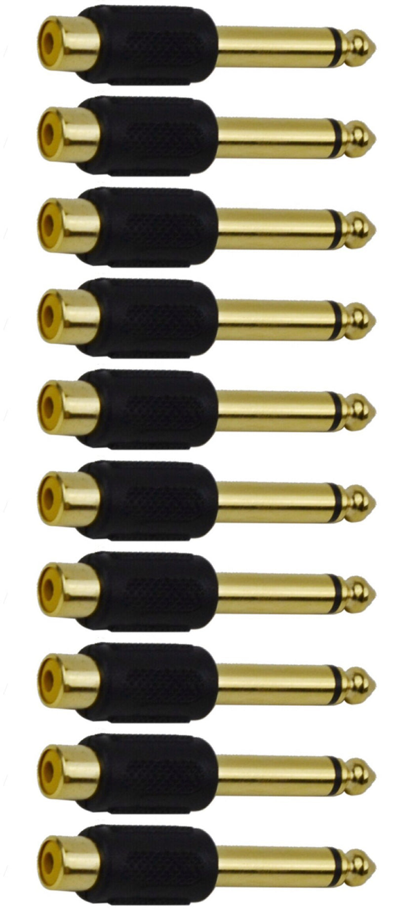 CESS 6.35mm 1/4 Inch TS Plug to RCA Female Jack Audio Adapter, Gold Plated (jcx) (10 Pack)