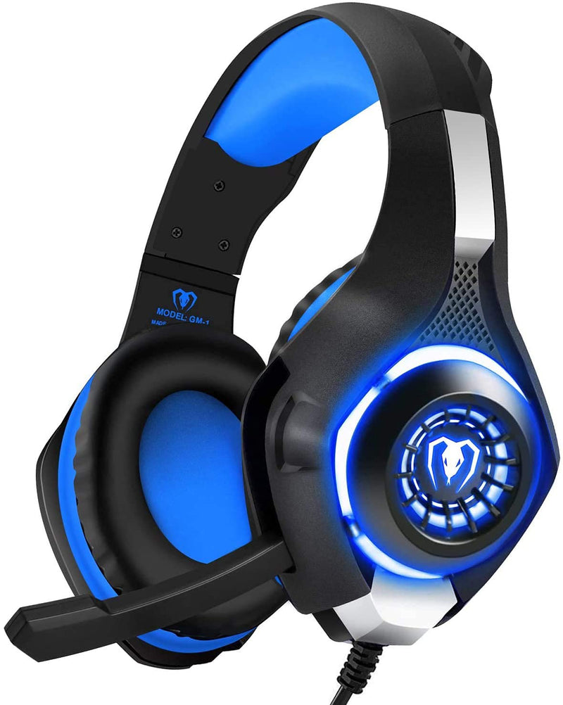 BlueFire Professional 3.5mm PS4 Gaming Headset Headphone with Mic and LED Lights for Playstation 4, PS5, Xbox one,Laptop, Computer (Blue) Blue