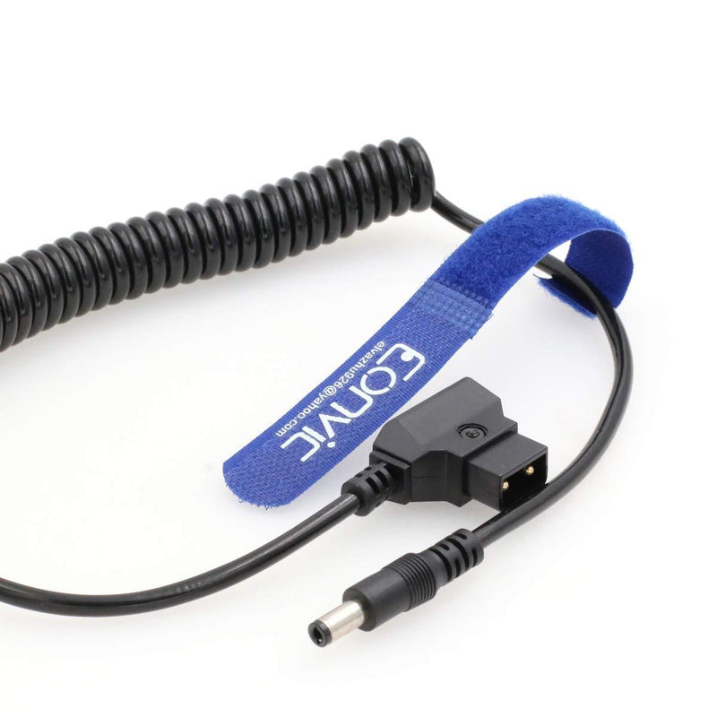 Eonvic D-Tap Male to DC 5.5x2.5mm Coiled Cable for DSLR Rig Power V-Mount Anton Battery (Straight DC) Straight DC
