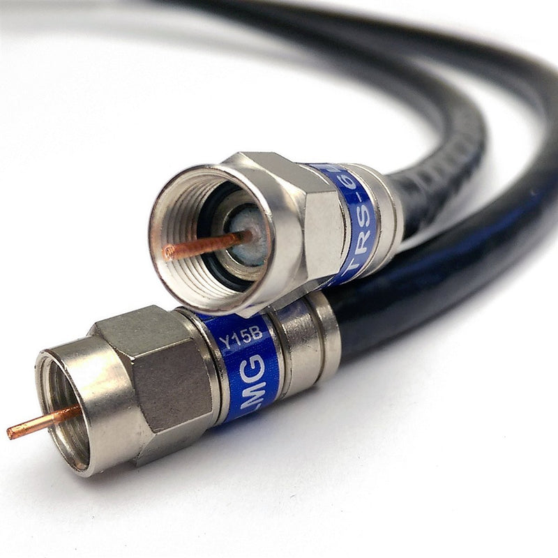 2ft Quad Shield Solid Copper 3GHZ RG-6 Coaxial Cable 75 Ohm (DIRECTV Satellite TV or Broadband Internet) Anti Corrosion Brass Connector RG6 Fittings Assembled in USA by PHAT SATELLITE INTL