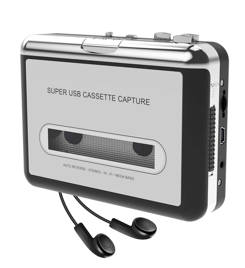 Cassette Player-Cassette Tape to MP3 CD Converter- Powered by Battery or USB,Convert Walkman Tape Cassette to MP3, Compatible with Laptop and PC, USB Cable,Software CD,3.5mm Jack Earphone-DIGITNOW GRAY