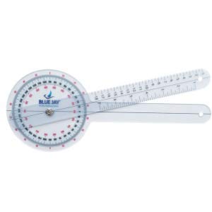 Blue Jay ‘Take a Range Check’ Clear Plastic Goniometer - 360 Deg, 12 in. Goniometer, Physical Therapy Goniometer with ISO Accuracy, Linear Moving Arm, Clear Gauging Angle. Physical Therapy Aids