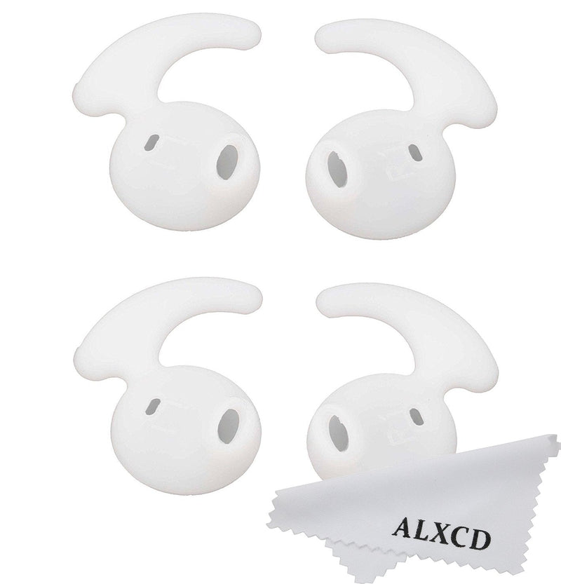 ALXCD Ear Tips for Galaxy S7, Sport Ear Buds, 2 Pair White Anti-Slip Sport Silicone Replacement Ear Tip for Samsung Galaxy S7 S7edge S6edge, Level U Bluetooth Earphone [Sport] (White 2 Pair) White-Sport-2 Pair