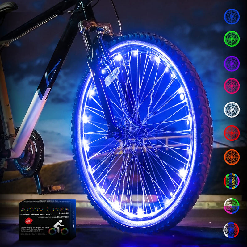 Activ Life LED Bike Wheel Lights with Batteries Included! Get 100% Brighter and Visible from All Angles for Ultimate Safety & Style (1 Tire Pack) Blue 1 Wheel