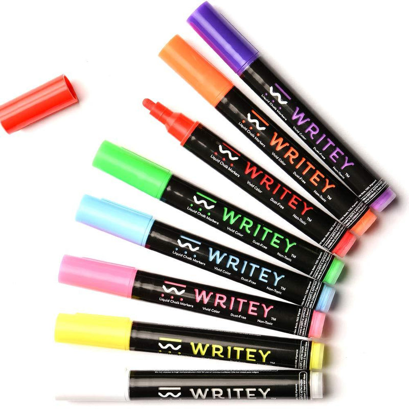 Writeyboard Liquid Chalk Markers,Neon Colors, Bold Tip, 8-Pack 5mm Tip Neon