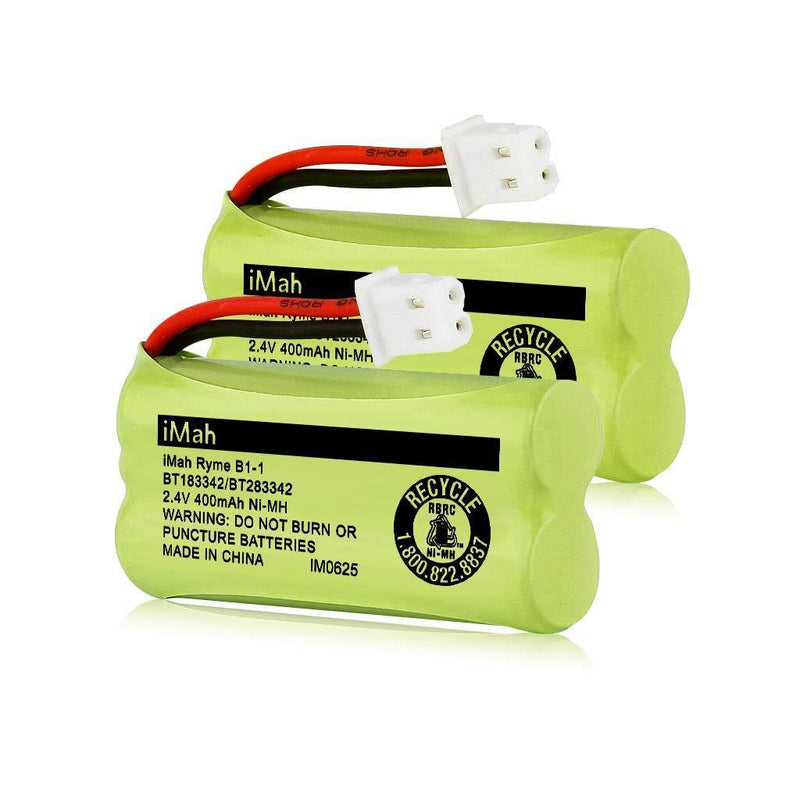 iMah BT183342/BT283342 2.4V 400mAh Ni-MH Battery Pack, Also Compatible with AT&T VTech Cordless Phone Batteries BT166342/BT266342 BT162342/BT262342 CS6709 CS6609 CS6409 BL102-3 EL52100 EL50003, 2-Pack