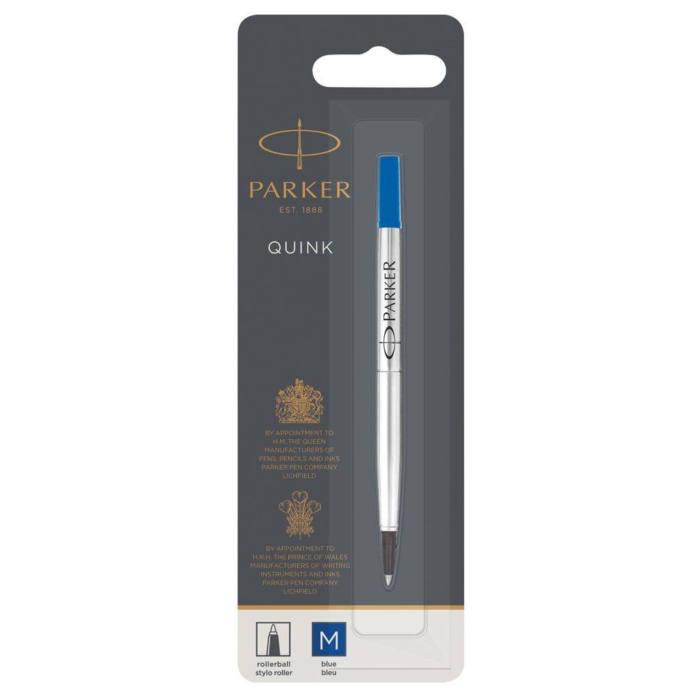 PARKER QUINK Rollerball Pen Ink Refill, Medium, Blue pack of 1 medium nib