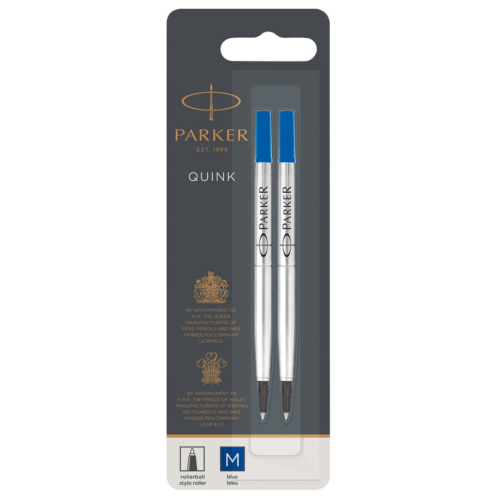 Parker Rollerball Refill Medium Nib, Blue, Pack of 2