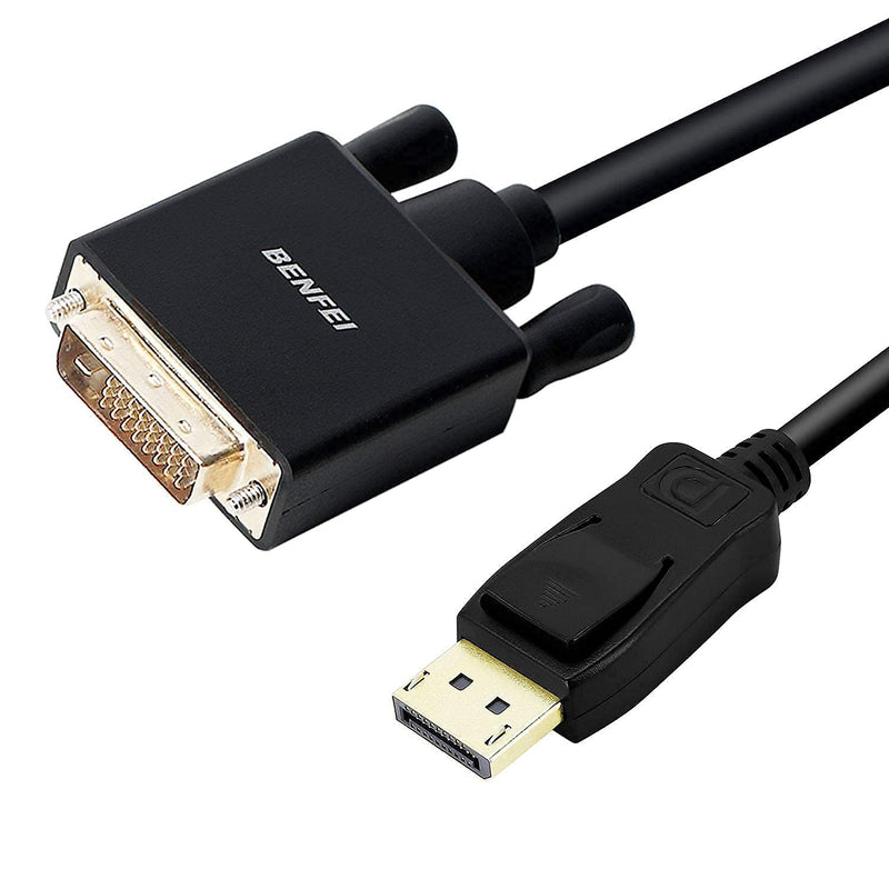 DisplayPort to DVI Adapter, Dp Display Port to DVI Converter Male to Male Gold-Plated Cord 6 Feet Black Cable for Lenovo, Dell, HP and Other Brand 1 PACK