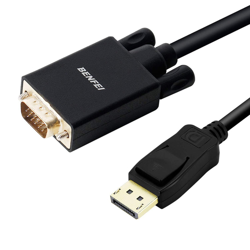 DisplayPort to VGA Adapter, Benfei DP DisplayPort to VGA 6 Feet Cable Male to Male Gold-Plated Cord Compatible for Lenovo, Dell, HP, ASUS and Other Brand 1 PACK