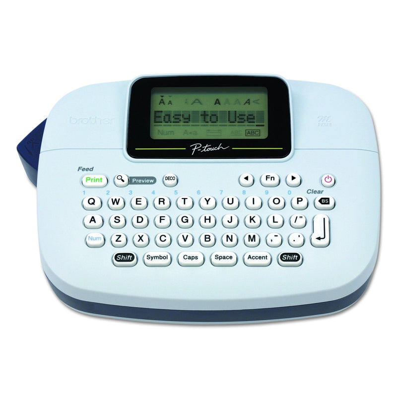 Brother P-Touch, PTM95, Handy Label Maker, 9 Type Styles, 8 Deco Mode Patterns, Navy Blue, Blue Gray Labeler