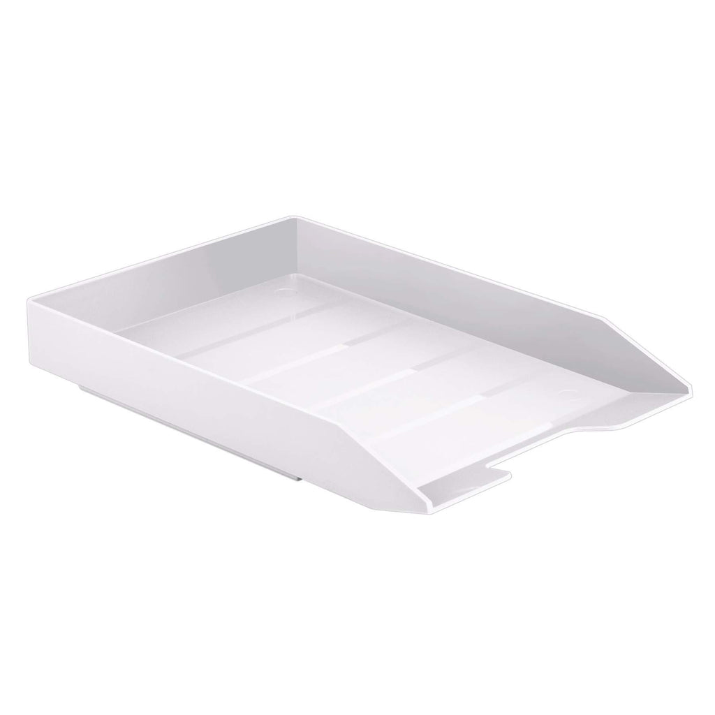 Acrimet Stackable Letter Tray Front Load Plastic Desktop File Organizer (White Color) (1 Unit)