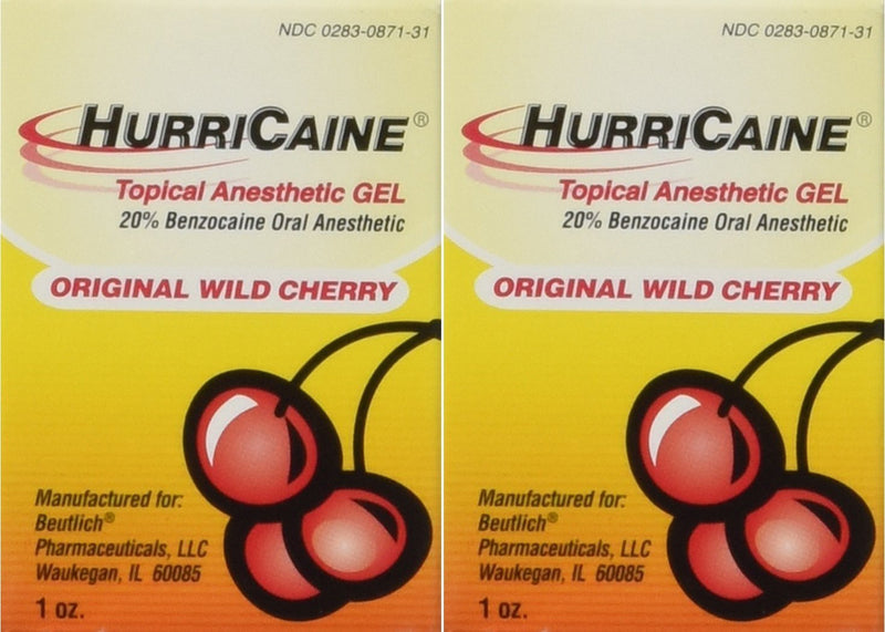 Beutlich LP Pharmaceuticals Hurricaine Topical Anesthetic Gel, Wild Cherry, 1 Ounce- Pack of 2 1 Ounce (Pack of 2)