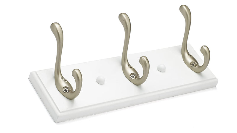 Richelieu Hardware T36709184 Utility Hook Rack 10 in (255 mm), Matte Nickel and White