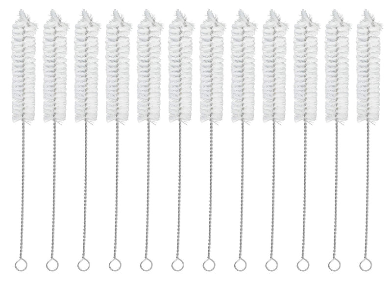 12PK Bristle Cleaning Brushes with Fan-Shaped Ends, 9" - Twisted Stainless Steel Wire Handle - Ideal for 0.6" - 0.8" Diameter Tubes, Bottles, Flasks, Cylinders, Jars, Vases, Cups - Eisco Labs
