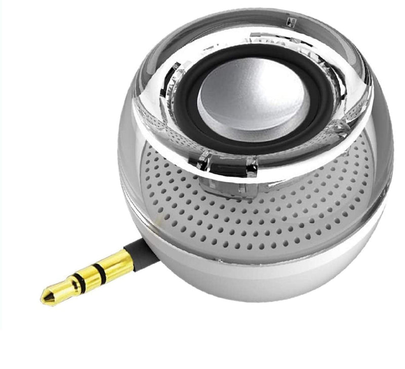 Portable Speaker, Leadsound Crystal 3W 27mm 8Ω Mini Wireless Speaker with 3.5mm Aux Audio Jack Plug in Clear Bass Micro USB Port Audio Dock for Smart Phone, for Pad, Computer (White)