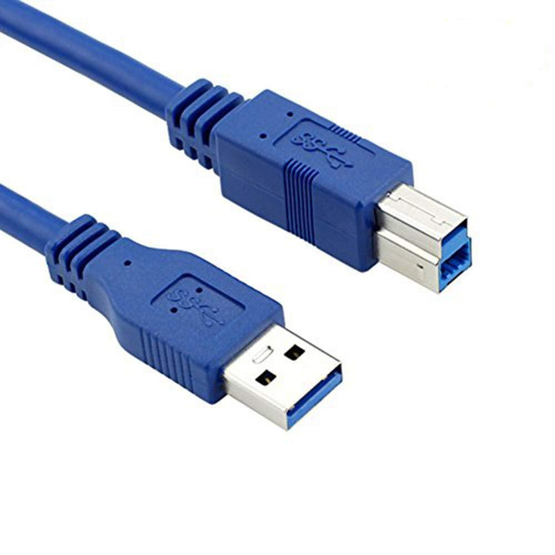 Bluwee USB 3.0 Cable - Type A-Male to Type B-Male - 1 Foot (0.3 Meters) - Round Blue 1 FT