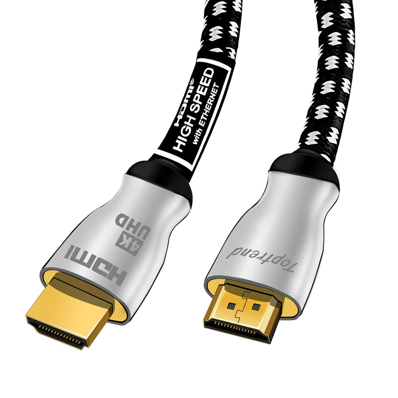 Toptrend 4K HDMI Cable 12ft, CL3 Rated 21Gpbs High Speed HDMI 2.0 Cable Supports 1080p, 3D, 2160p, 4K 60Hz UHD, HDR, 28AWG Braided HDMI Cord, Compatible with HDTV, Xbox, Blue-ray Player, PS3, PS4, PC 12ft 21Gbps