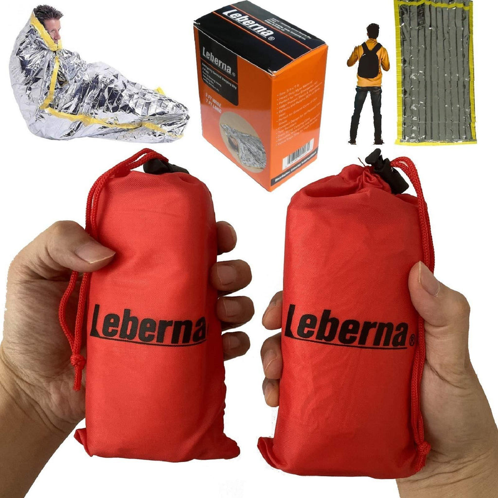 Emergency Sleeping Bag Survival Bag 2 Pack | Survival Sleeping Bag Emergency Sleeping Bags Emergency Bivy Sack | Portable Emergency Blanket Survival Gear Emergency Bivvy Thermal Sleeping Bag Camping