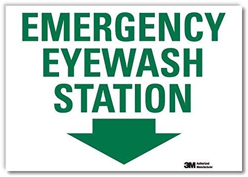 SmartSign “Emergency Eyewash Station” Label with Down Arrow | 10" x 14" 3M Engineer Grade Reflective 10" x 14" Reflective Vinyl Label