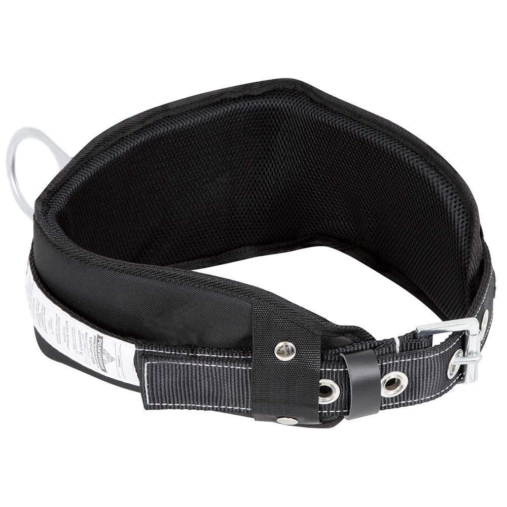 Peakworks Fall Protection Safety Harness Restraint Belt with Padded Lumbar Support, 1 D-Ring, Black, Small, V8056011