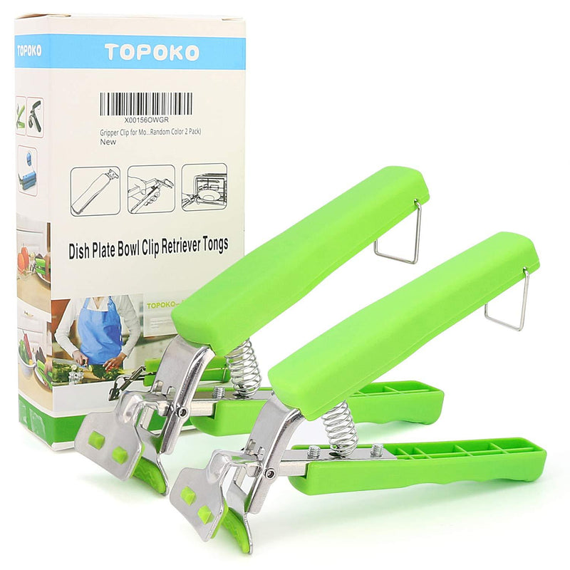 Set of Two Gripper Clips for Moving Hot Plate or Bowls with Food Out, from Pressured Cooker, Microwave, Oven, Air Fryer. Green