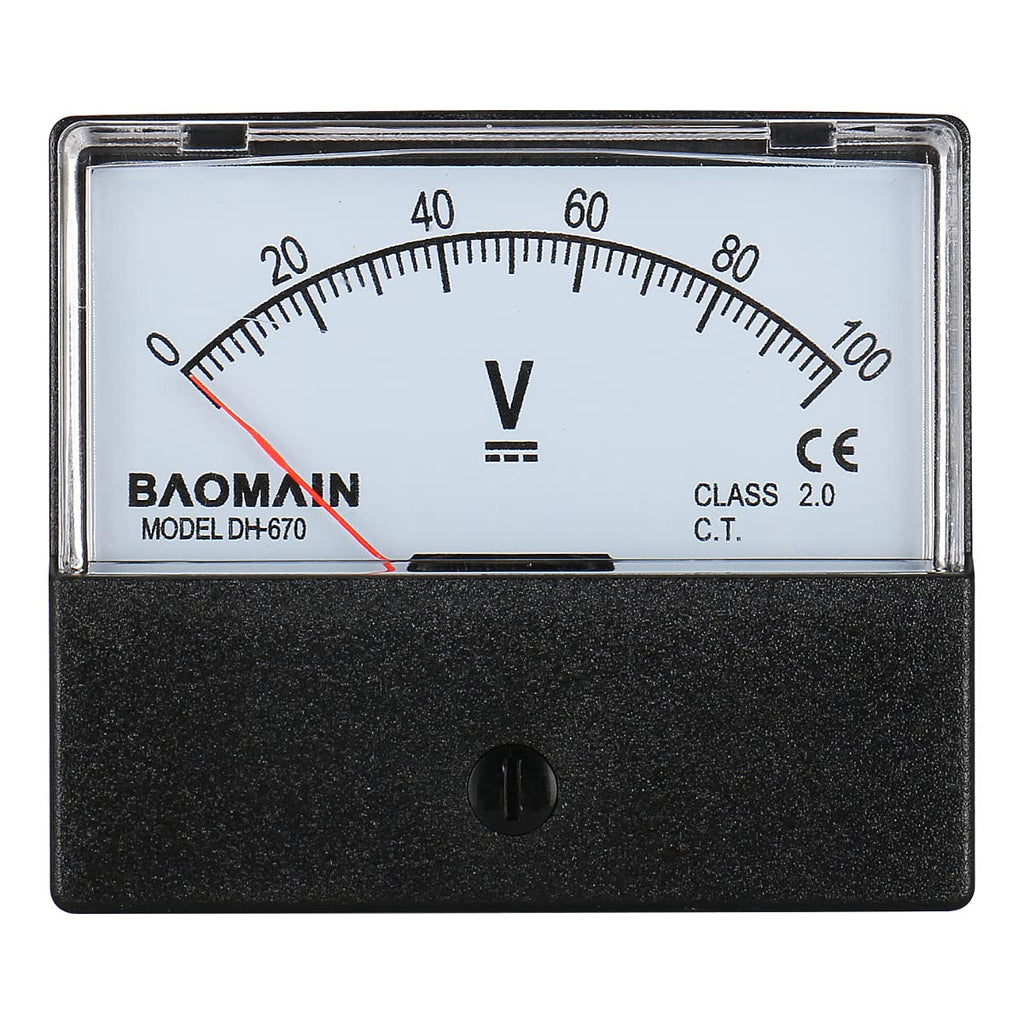 Baomain Voltmeter DH-670 DC 0-100V Rectangular Class 2.0 Analog Panel Volt Voltage Meter