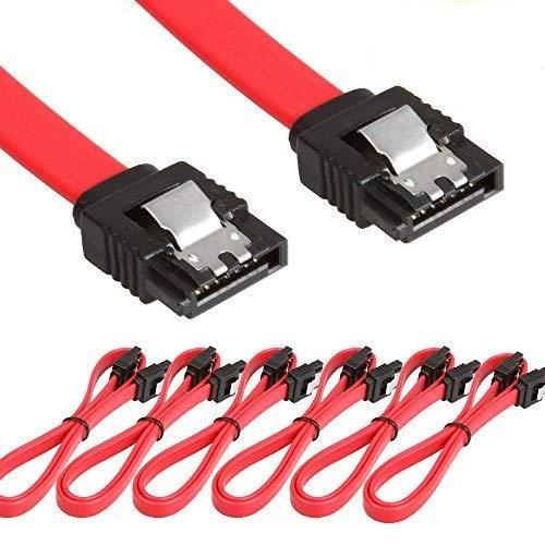 LINESO 6 Pack Straight SATA III Cable 6.0 Gbps 18 Inches (red)