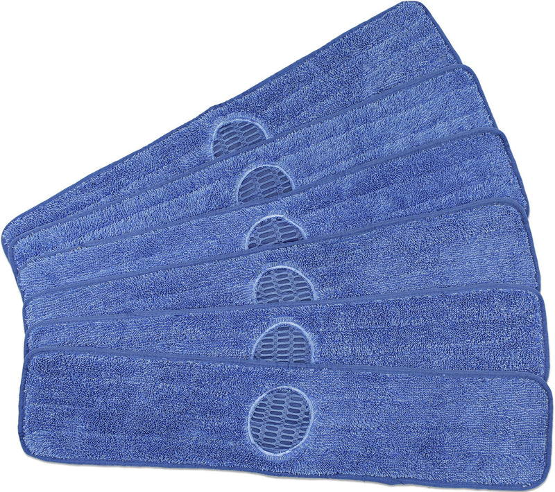 CleanAide Professional Twist Yarn Microfiber Mop Pads with Scrubbing Spot Cleaning â€“ Reusable Washable Hook and Loop Head Replacements for Wet and Dry Mopping (Blue, 24 inches, 6-Pack) Blue