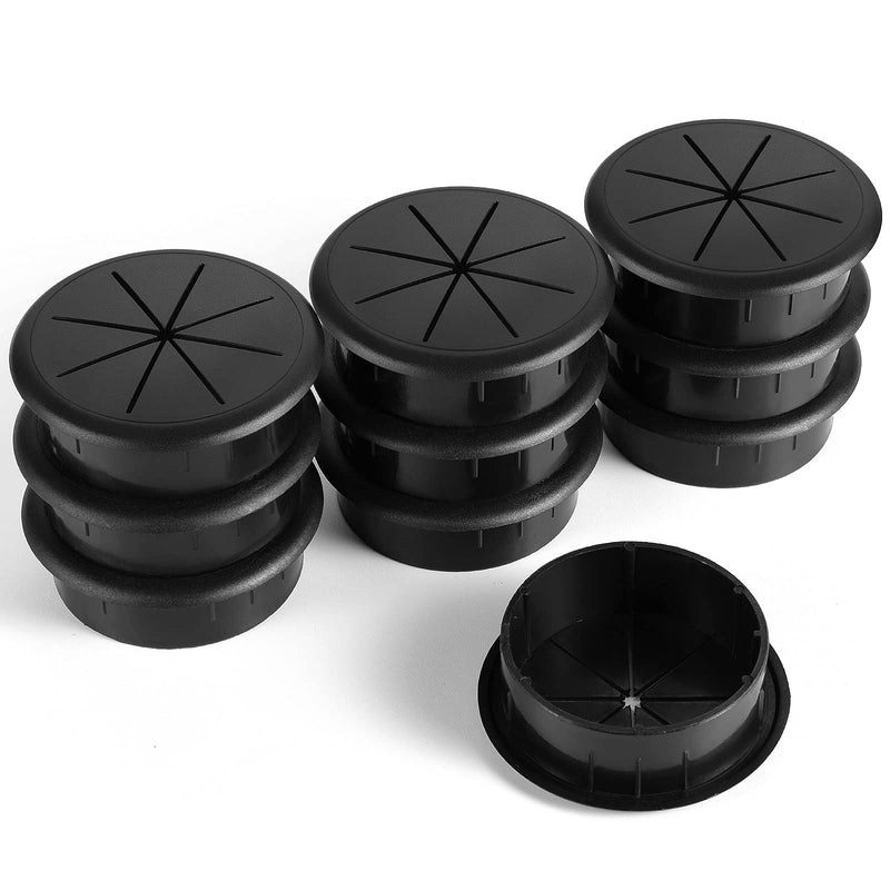HYCC 2-3/8“ Flexible Desk Cord Grommet Cable Wire Hole Cover/Black (10 Pack) 2-3/8" Black 10