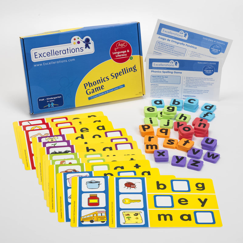 Excellerations Phonics Spelling Game for Kids and Classrooms Classroom Activity (12 Game Boards) (Item # PSG)