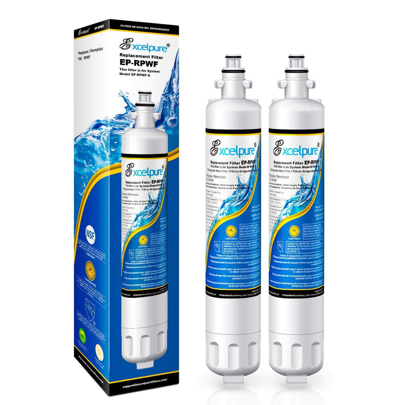 EXCELPURE RPWF Replacement for GE RPWF (NOT RPWFE), RWF1063, RWF3600A, WSG-4, DWF-36, R-3600, MPF15350, OPFG3-RF300, BCF77, Refrigerator Water Filter, 2PACK