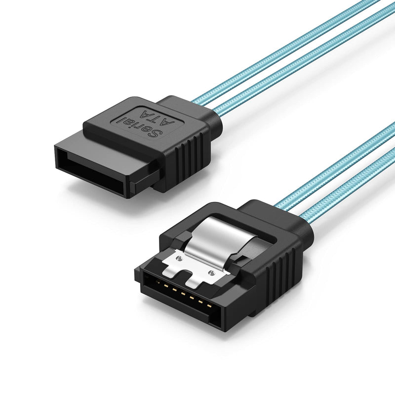 CableCreation SATA III Cable, [5-Pack] 18-inch SATA III 6.0 Gbps 7pin Female Straight to Straight Angle Female Data Cable with Locking Latch, 1.5 FT Blue 1.5FT[5-Pack] Straight-Straight