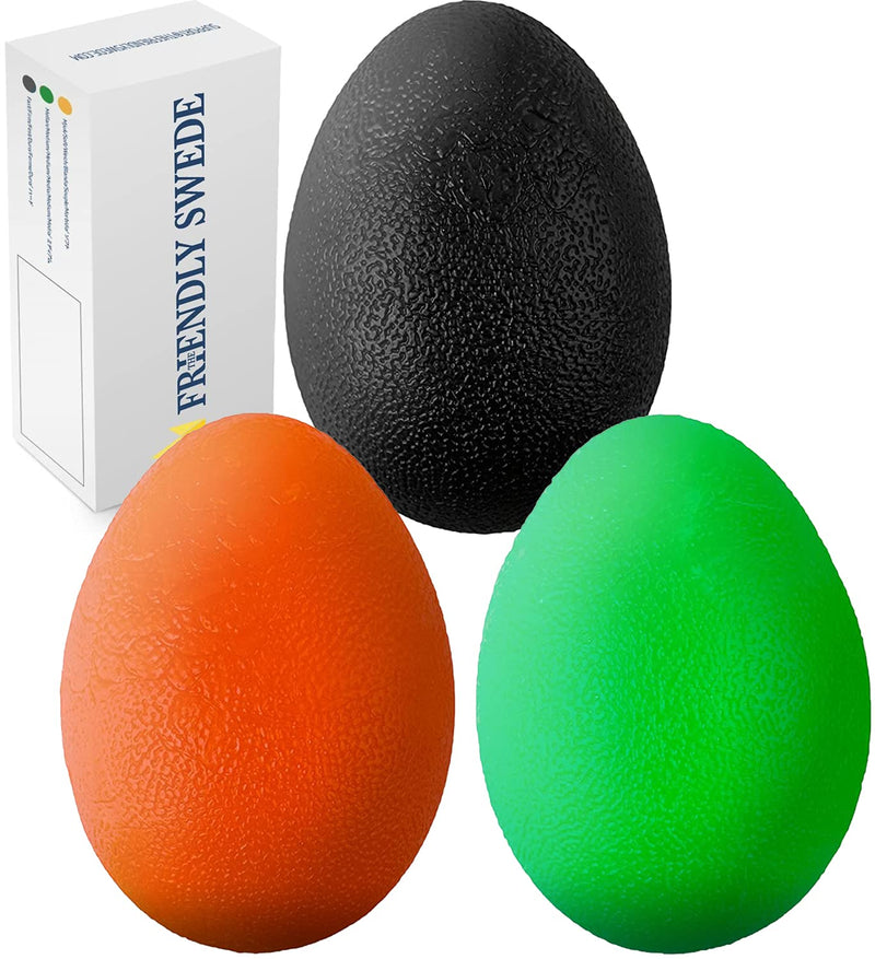 The Friendly Swede Stress Balls for Adults and Kids - Hand Grip Strength Trainer, Hand Therapy Squishy Ball, Set of 3 Finger Resistance Exercise Squeezer Large