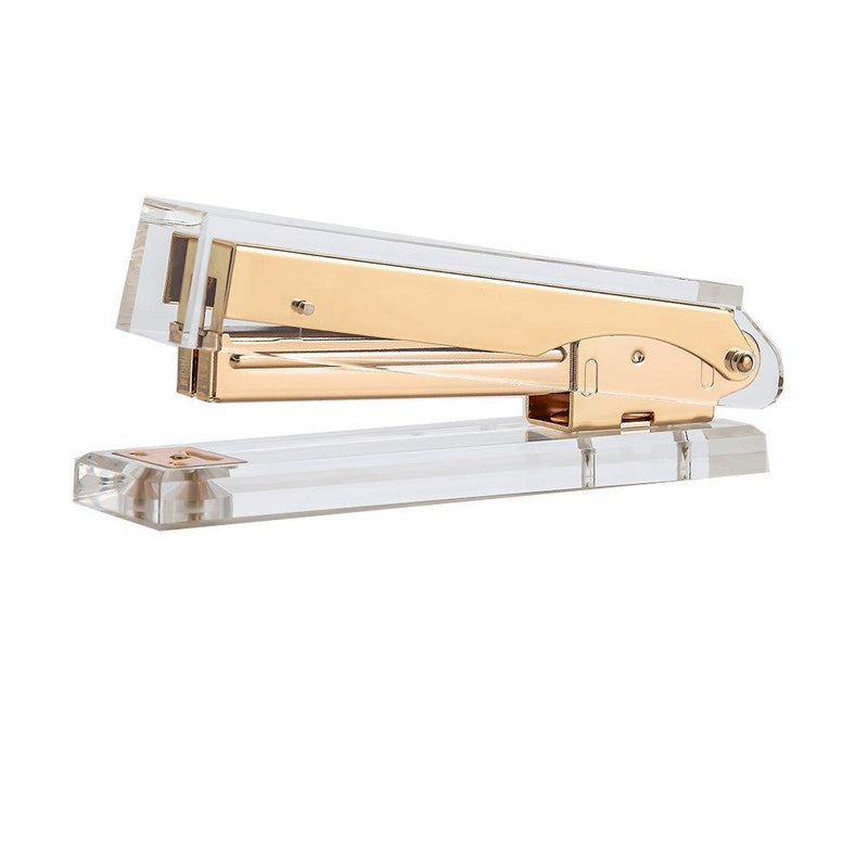 Clear Gold Toned Acrylic Stapler by Draymond Story - Fits Standard Staples (24/6 or 26/6) - Graduation Gifts Gold