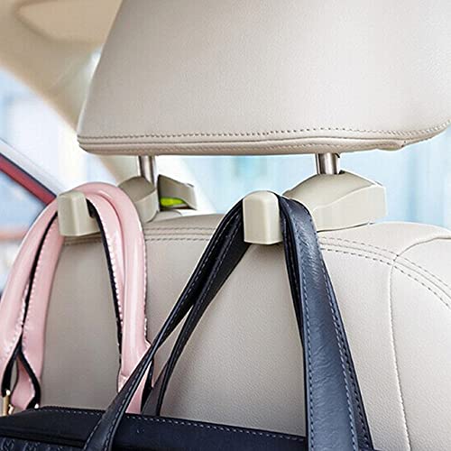 IPELY Universal Car Vehicle Back Seat Headrest Hanger Holder Hook for Bag Purse Cloth Grocery (Dark Beige -Set of 2) Dark Beige