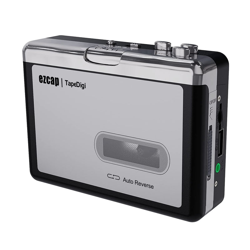 Ezcap USB Cassette Tape to MP3 Converter, Digital Tape Player Cassette Capture Converts Tape to MP3 into USB Flash Drive, No PC Required Black