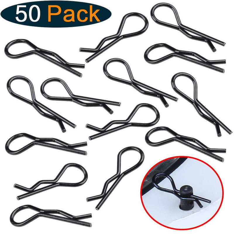 HobbyPark RC Body Clips Bent Springy R Pins Black Replacement Parts for 1/12 1/10 RC Car Crawler Truck Off Road Buggy Shell (50-Pack)