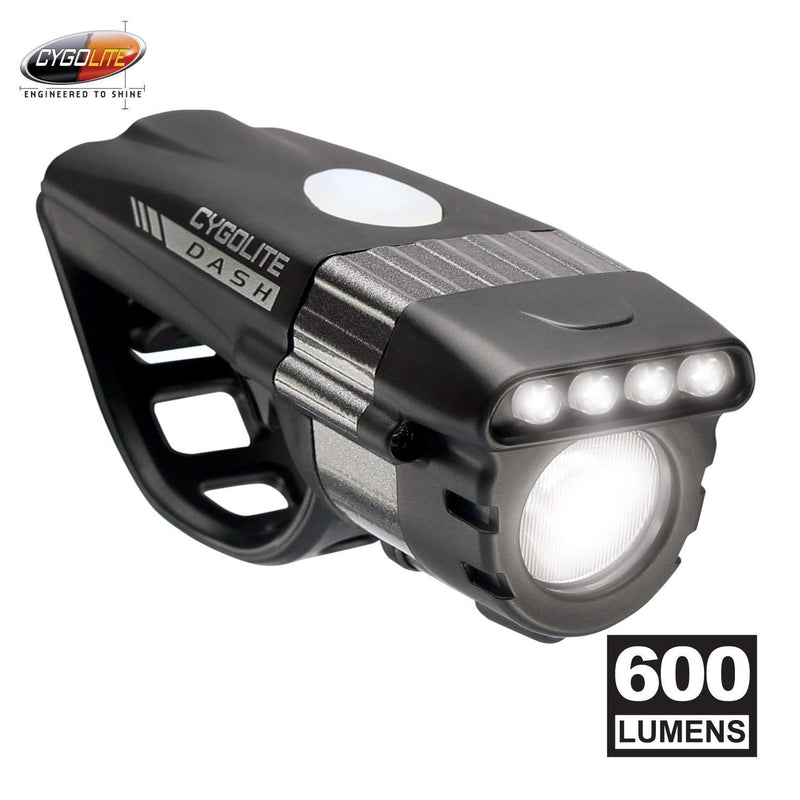 Cygolite Dash Pro– 600 Lumen Bike Light– 5 Night & 3 Daytime Modes– Compact & Durable– IP64 Water Resistant– Sturdy Flexible Mount– USB Rechargeable Headlight– for Aero Road & Commuter Bicycles 600 Lumens