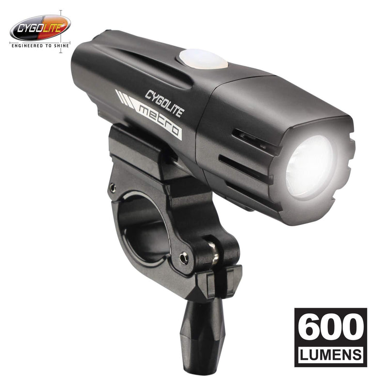 Cygolite Metro 600 Lumen USB Rechargeable Bicycle Headlight, Black 600 Lumens