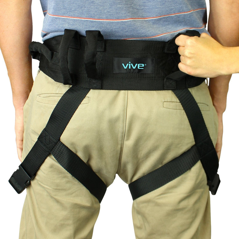 Vive Transfer Belt with Leg Loops - Medical Nursing Safety Gait Assist Device - Bariatrics, Pediatric, Elderly, Occupational and Physical Therapy - Long Strap and Quick Release Metal Buckle - 52 Inch